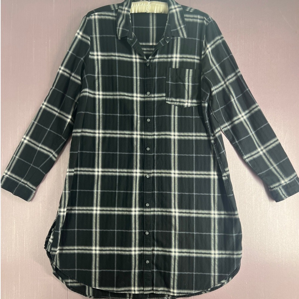 Abercrombie & Fitch Womens XL Plaid Soft Cotton Button Down Oversized Shirtdress